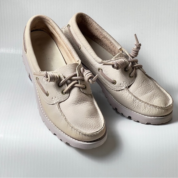 Lt Purple Leather Hand Sewn Slip On Boat Shoes Timberland Women’s Size 8 - Picture 9 of 11